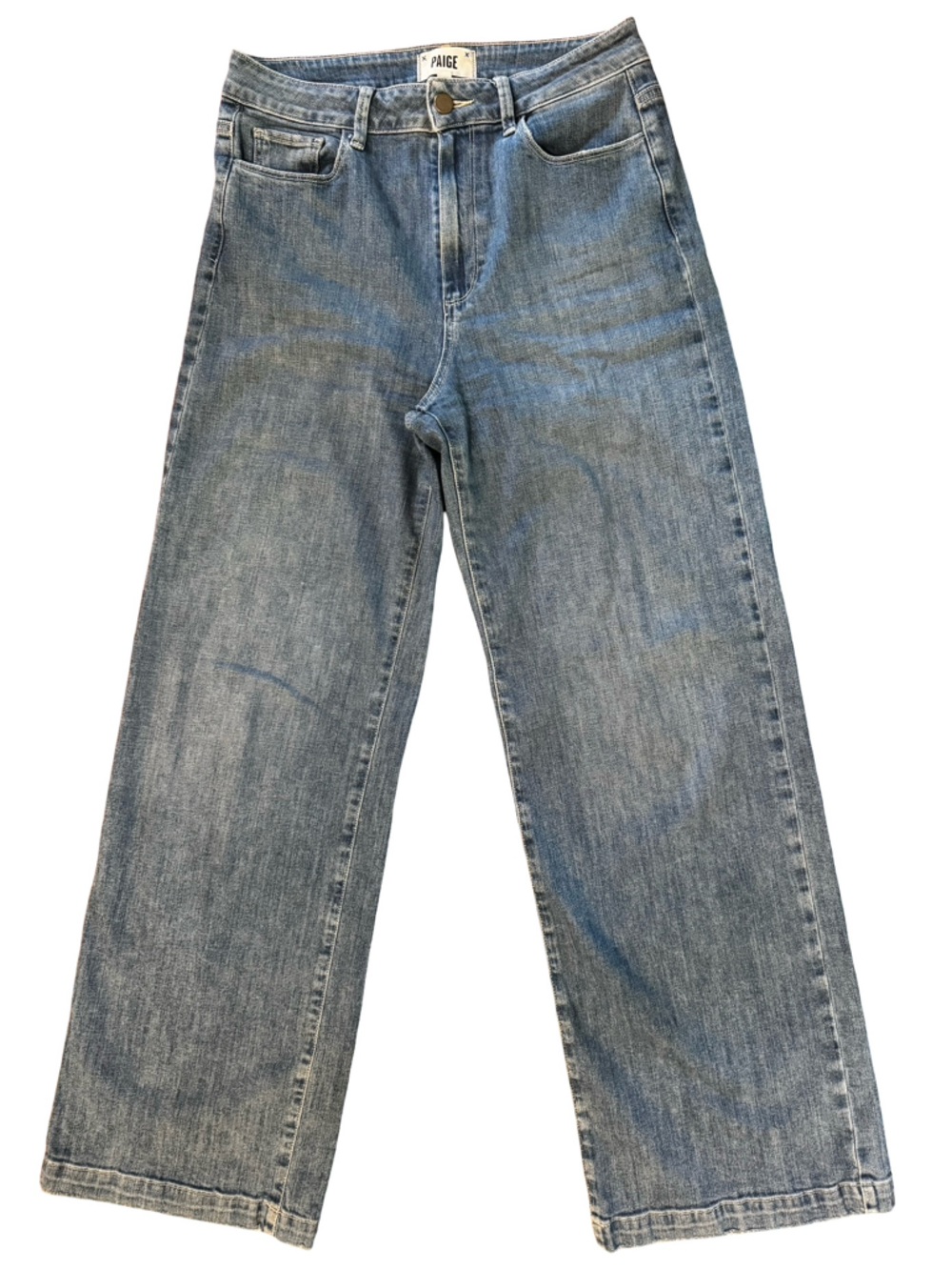 PAIGE Genesee Wide Leg Jeans in Light Blue Denim